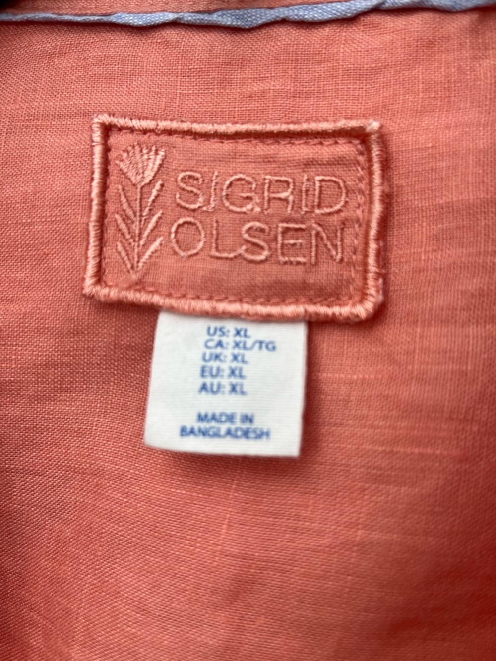 New without tag SIGRID OLSEN! 100% LINEN women Button-Down Shirt in 🪸 corral XL - Picture 4 of 6